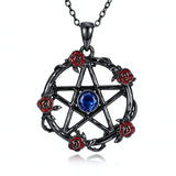 Sterling Silver Black Heart Skeleton Birthstone Necklace With Engraved Halloween Gift