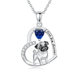 Sterling Silver 12 Month Birthstone Schnauzer Chihuahua Pitbull Pug Pendant Necklace for Women