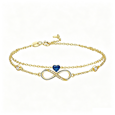 14K Gold Plated Birthstone Infinity Double-Layer Braceletfor Women