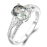 Sterling Silver Oval Shaped 8X6 MM Gemstone Ring Leaf Engagement Ring for Women