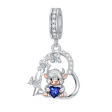 Sterling Silver 12 Month Birthstone Highland Cow Charm Beads