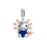 Sterling Silver Birthstone Axolotl  Bead Charm for Axolotl Lovers
