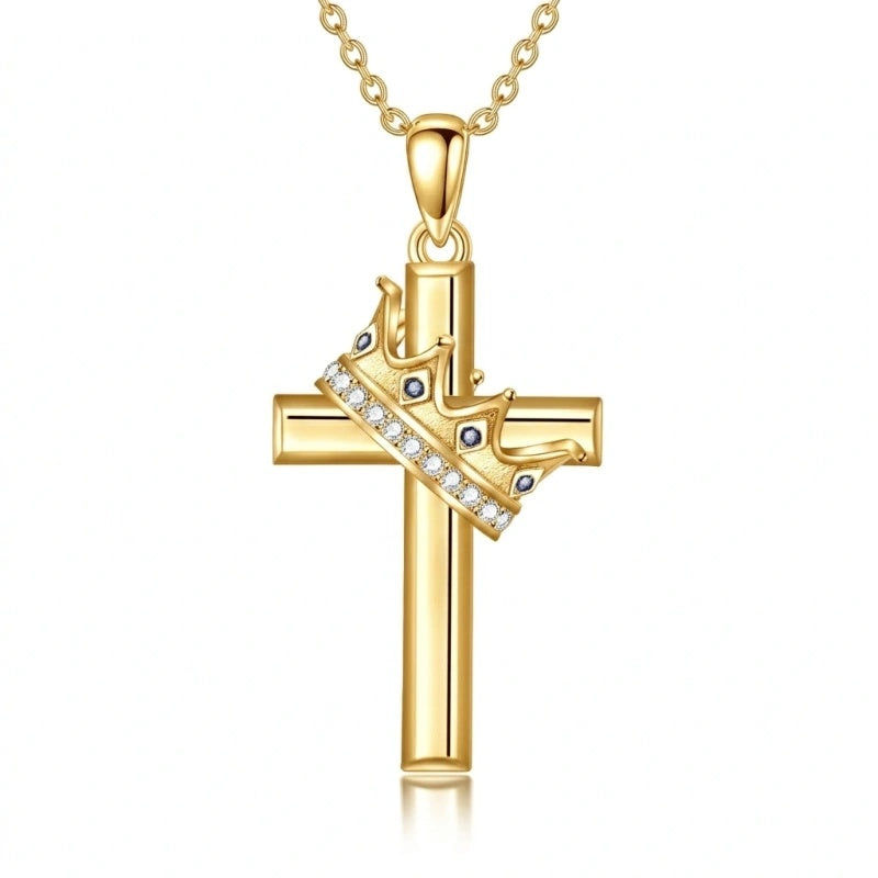 14K Gold Plated Birthstone Infinity  Cross Pendant NecklaceJewelry for Women