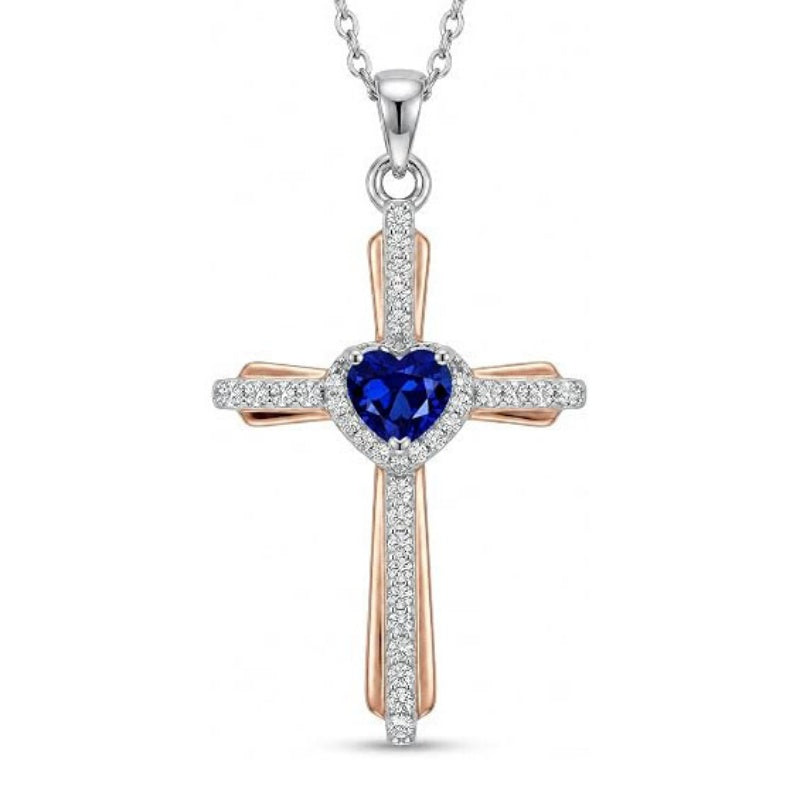 14K Gold Plated Birthstone Cross Necklace for Women  Protection Jewelry