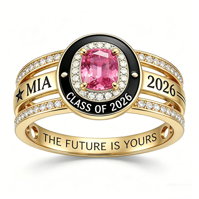 Sterling Silver Personalized Birthstone Class Ring Graduation Gifts for Women