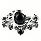 Sterling Silver 10K  14K  18K Gold 1CT-4CT Black Onyx Engagement Ring Gothic Wedding Promise Ring
