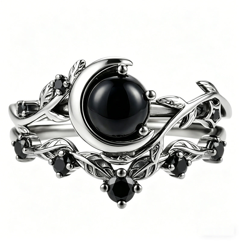 Sterling Silver 10K  14K  18K Gold 1CT-4CT Black Onyx Engagement Ring Gothic Wedding Promise Ring