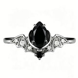 Sterling Silver 10K  14K  18K Gold 1CT-4CT Black Onyx Engagement Ring Gothic Wedding Promise Ring