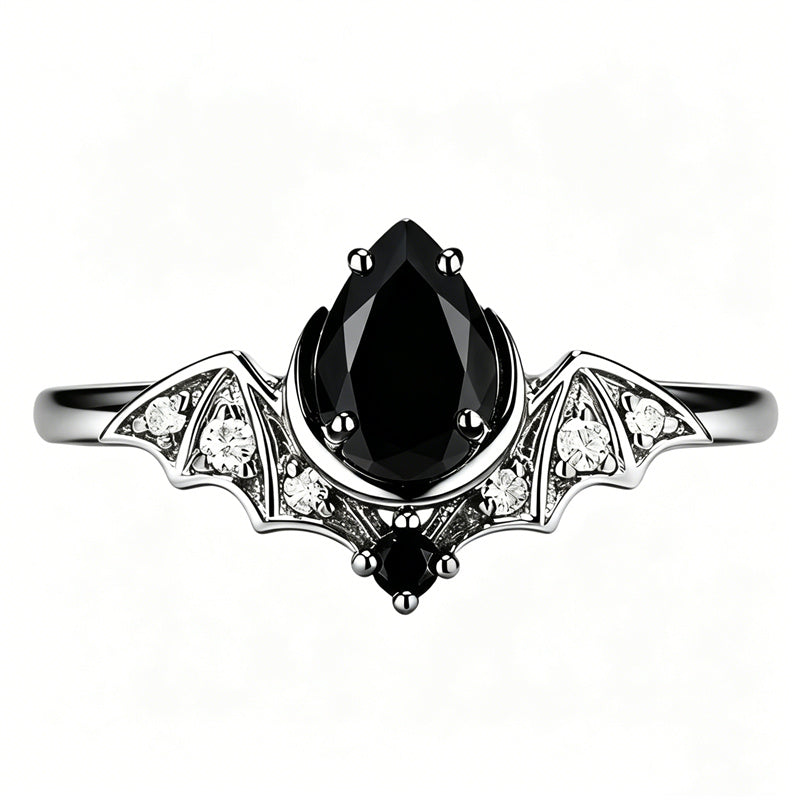 Sterling Silver 10K  14K  18K Gold 1CT-4CT Black Onyx Engagement Ring Gothic Wedding Promise Ring