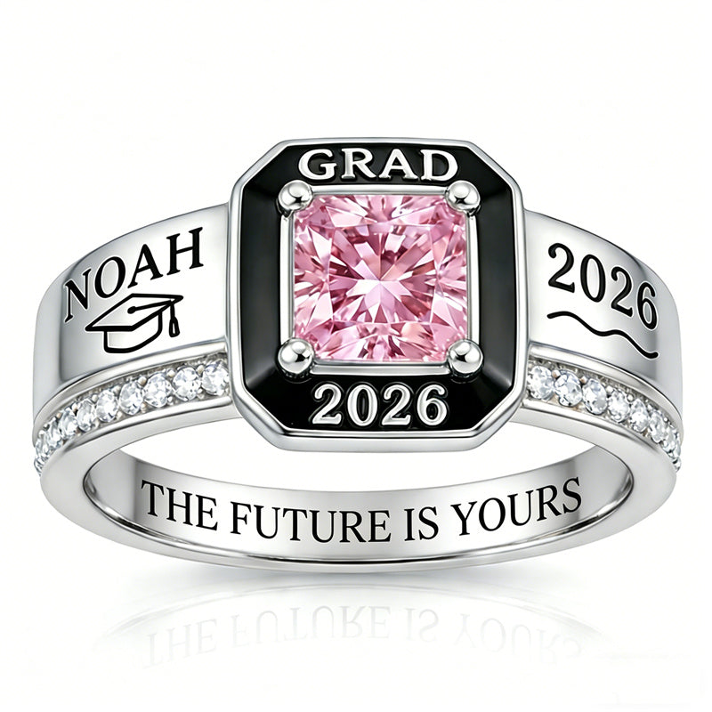 Sterling Silver Personalized Birthstone Class Ring Graduation Gifts for Women