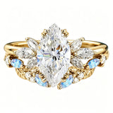 Sterling Silver 10K 14K 18K Gold 1CT-4CT Heart Round Teardrop Oval Moissanite Engagement Rings Set for Women