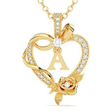 14K Gold Plated Initial Heart Pendant  Necklace Gift for Women Anniversary for Her