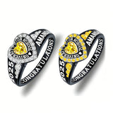 Copper Personalized Birthstone Engraved Class Rings for Women, College Senior High School Ring