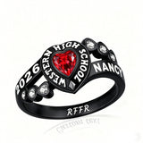 Sterling Silver Personalized Birthstone Engraved Class Rings for Women, College Senior High School Ring