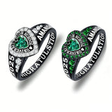 Copper Personalized Birthstone Engraved Class Rings for Women, College Senior High School Ring