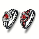 Sterling Silver Personalized Birthstone Engraved Class Rings for Women, College Senior High School Ring