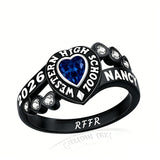 Sterling Silver Personalized Birthstone Engraved Class Rings for Women, College Senior High School Ring