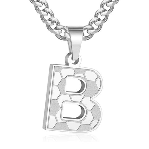 14K Gold Plated Soccer Initial Pendant Necklace for Men