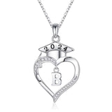 925 Sterling Silver Heart Initial Letter Necklace Class of 2024 Gifts High School Senior College Graduation Gifts