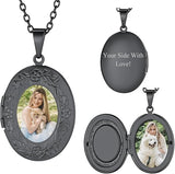 Copper Personalized  Photo Oval Olive Leaf Pendant Necklace