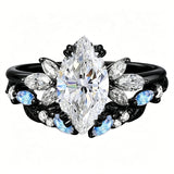 Sterling Silver 10K 14K 18K Gold 1CT-4CT Heart Round Teardrop Oval Moissanite Engagement Rings Set for Women