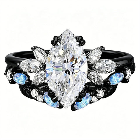 Sterling Silver 10K 14K 18K Gold 1CT-4CT Heart Round Teardrop Oval Moissanite Engagement Rings Set for Women
