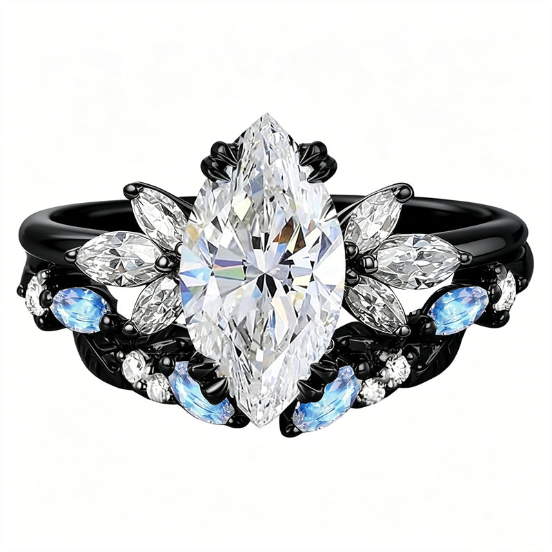 Sterling Silver 10K 14K 18K Gold 1CT-4CT Heart Round Teardrop Oval Moissanite Engagement Rings Set for Women