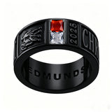 Sterling Silver 10K 14K 18K Gold Personalized Birthstone Pattern Class Ring for Men