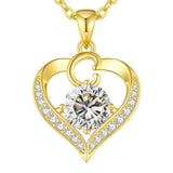 14K Gold Plated Initial Love Heart 2 Carat Moissanite Necklaces for Women Christmas Anniversary Birthday Present Gifts