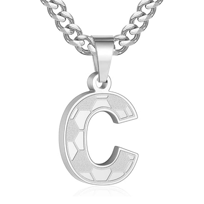 14K Gold Plated Soccer Initial Pendant Necklace for Men