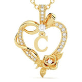 14K Gold Plated Initial Heart Pendant  Necklace Gift for Women Anniversary for Her