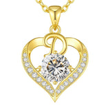 14K Gold Plated Initial Love Heart 2 Carat Moissanite Necklaces for Women Christmas Anniversary Birthday Present Gifts