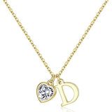 14K Gold Plated Initial A-Z Heart Birthstone Letter Necklace