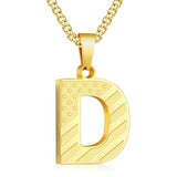14K Gold Plated American Flag Initial Pendant Necklace for Men