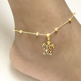 Filigree Turtle Anklet /Bracelet Sterling Silver Beaded Sea Turtle Charm Anklet/Bracelet Optional Birthstone