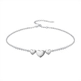 Hand Stamped Initial Anklet with Unique Triple Hearts Gift for her Wedding bridesmaids Mother's day Mother Valentine's Day