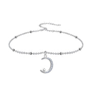 Moon Sterling Silver Anklets 925 Silver Charms Jewelry For Bridesmaid Gift Party