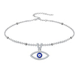 Evil Eye Anklet Sterling Silver Beaded Ankle Bracelet Protection Anklet