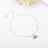 Evil Eye Anklet Sterling Silver Beaded Ankle Bracelet Protection Anklet