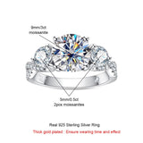 Sterling Silver Round Cut Moissanite 3 Stone D Color Engagement Ring