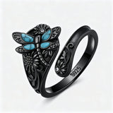 Sterling Silver Oxidized Dragonfly Butterfly Hummingbird Sea Turtle Anchor Cross Tree of Life Sunflower Spoon Ring