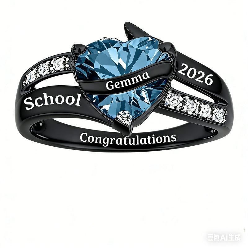 Copper Sterling Silver Custom Birthstone Engraved Class Ring Graduation Ring for Her