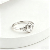 925 Sterling Silver Birth Flower Ring Vintage Flower Signet Ring Mother's Day Gift