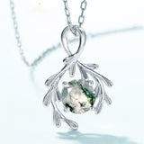 Natural 7*7mm Green Moss Agate Pendant 925 Sterling Sliver Necklace for Women Unique Wedding Gifts Fine Jewelry Healing