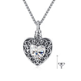 Sterling Silver Heart Opal Tree of Life Urn Necklace for Ashes