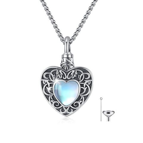 Tree of Life Urn Necklace for Ashes Sterling Silver Cremation Jewelry Heart Keepsake Jewelry for Women Men