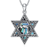 Star of David Necklace Sterling Silver Cross/Chai/Peace Sign/Tree of Life Abalone Shell Jewish Jewelry for Women Men