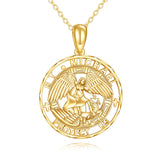 14K Real Gold Patron Saint Necklace Religious Protection Pendant 14K Solid Gold Jewelry Gifts for Men Women