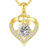 14K Gold Plated Initial Love Heart 2 Carat Moissanite Necklaces for Women Christmas Anniversary Birthday Present Gifts