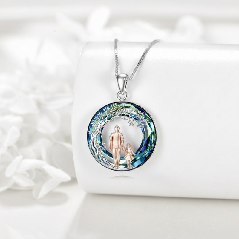 Sterling Silver  Crystal Tree of Life Mother Daughter Father Daughter Sisters Friends Pendant Necklace for Women